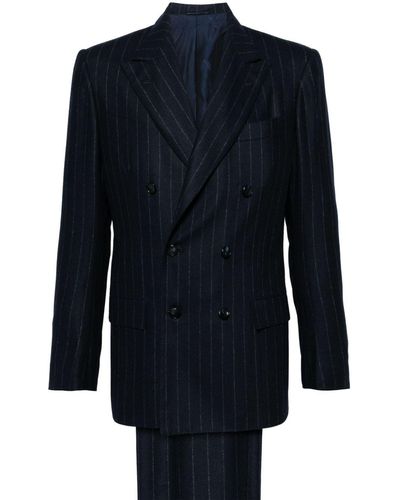 Kiton Traje a rayas con doble botonadura - Azul