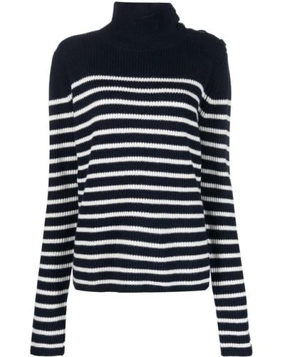 Aspesi Striped Ribbed-knit Wool Jumper - Blue