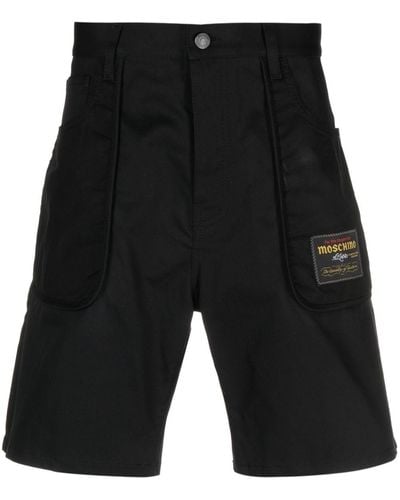 Moschino Logo-patch Gabardine Shorts - Black