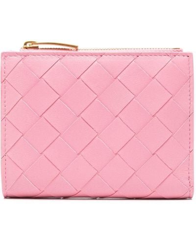 Bottega Veneta イントレチャート 二つ折り財布 - ピンク