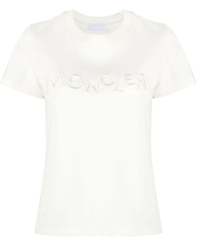 Moncler T-Shirt mit Logo-Stickerei - Weiß