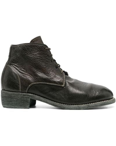 Guidi 793x Lace-up Pebbled Boots - Black