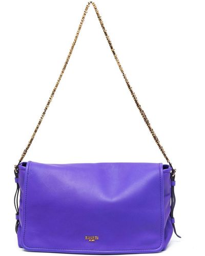 Moschino Logo-strap Leather Shoulder Bag - Purple
