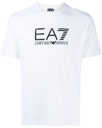 EA7 T-Shirt mit Logo-Prägung - Weiß