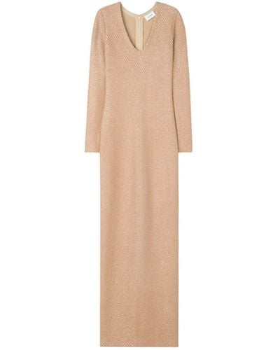 St. John Sequinned Striped Gown - Natural