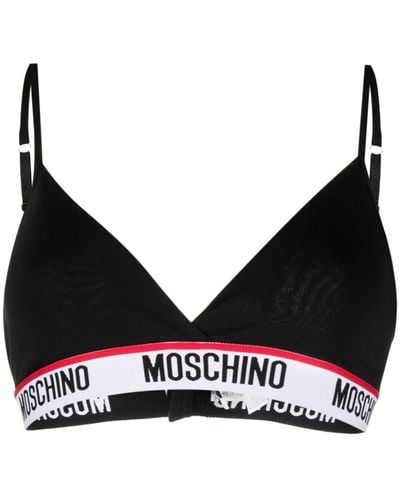 Moschino Soutien-gorge triangle à bande logo - Noir