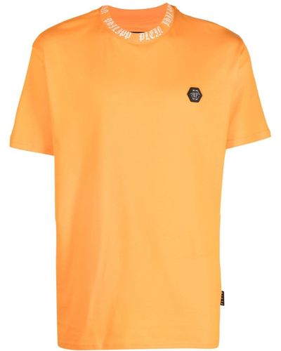 Philipp Plein Ss Gothic Plein Logo-patch T-shirt - Orange