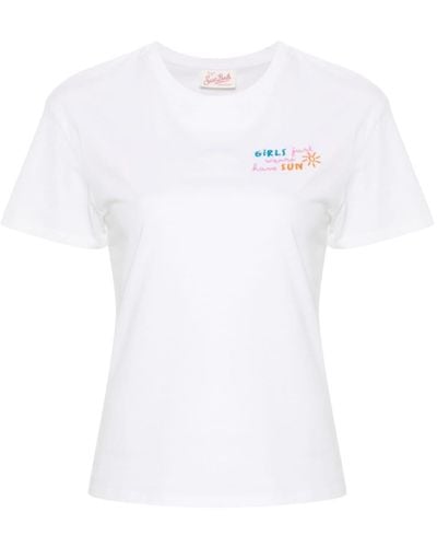 Mc2 Saint Barth Emilie T-Shirt mit Logo-Stickerei - Weiß