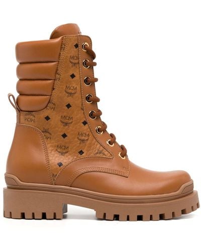 MCM Bottines Visetos 40 mm à motif monogrammé - Marron