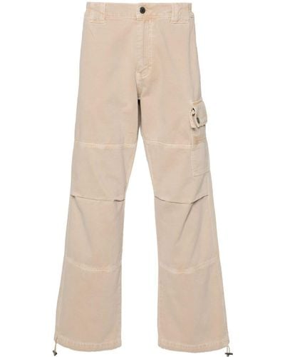 Moschino Logo-embroidered Cotton Trousers - Natural