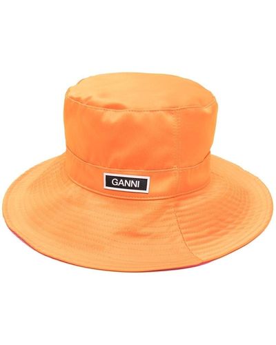Ganni Tech Logo-patch Bucket Hat - Orange