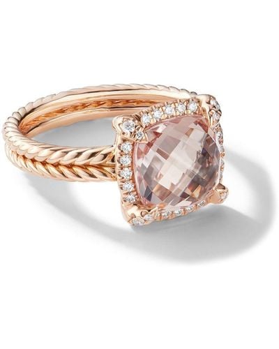 David Yurman 18kt Rose Gold Chatelaine Morganite And Diamond Ring - Multicolor