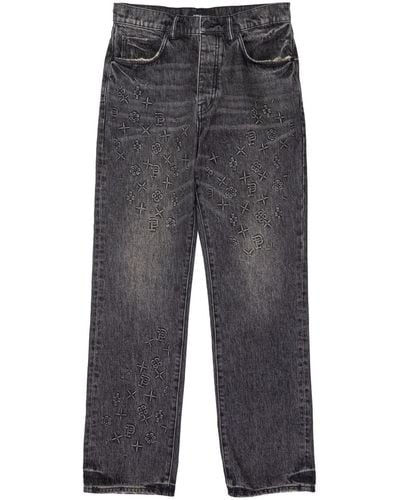 Purple Brand Skinny-Jeans mit Monogramm - Grau