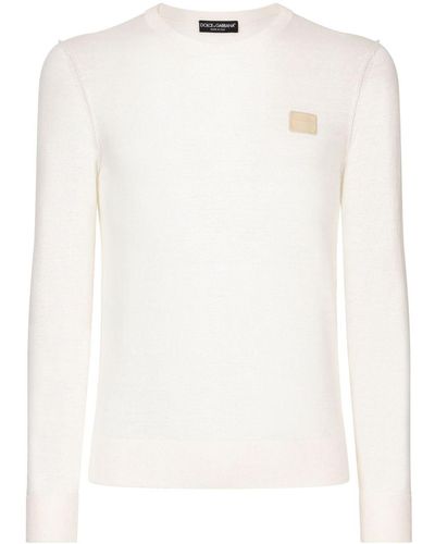 Dolce & Gabbana Logo-appliqué Round-neck Jumper - White