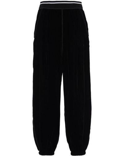 Miu Miu Stripe-trim Velvet Track Pants - Black