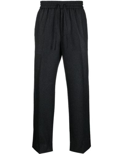 Brioni Drawstring-waist Straight-leg Tailored Trousers - Black