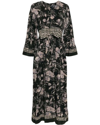 Max Mara Floral-print Silk Maxi Dress - Black