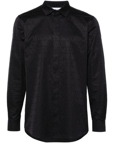 Moschino Logo-jacquard Cotton Shirt - Black