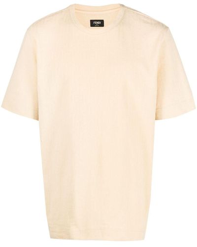Fendi Monogram-jacquard Cotton T-shirt - Natural