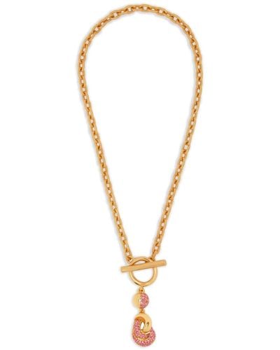 Oscar de la Renta Crystal-pendant Love-knot Necklace - Metallic