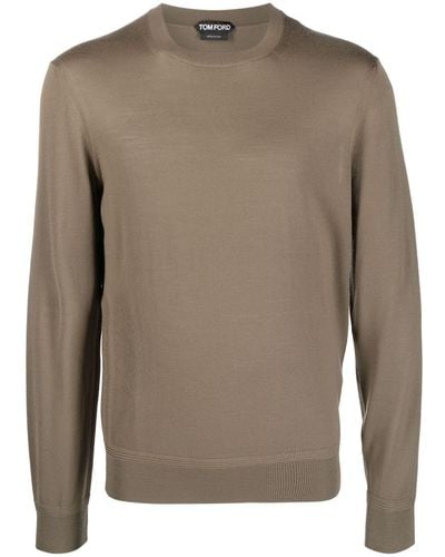 Tom Ford Fine-knit Crew-neck Sweatshirt - Brown