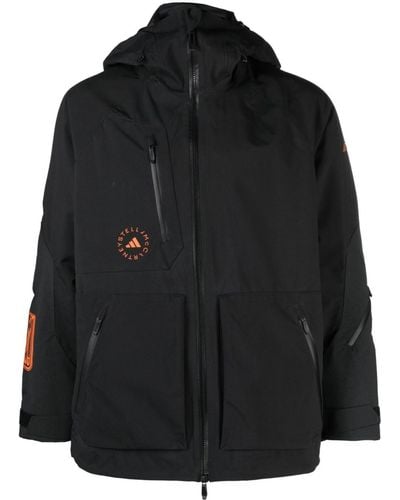 adidas By Stella McCartney Logo-print Hooded Jacket - Black