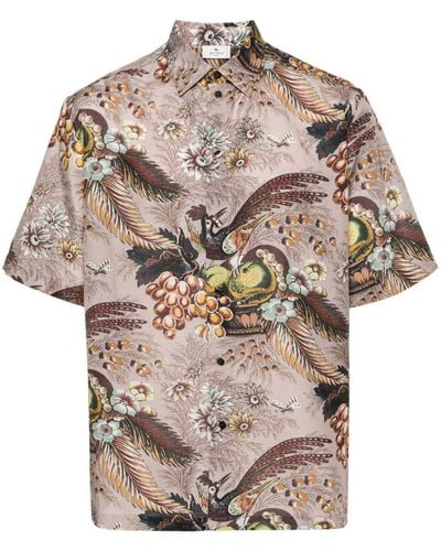Etro Floral-print Bowling Shirt - Gray