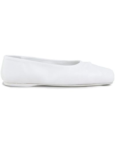 Marni Bow-embossed Leather Ballerina Shoes - White