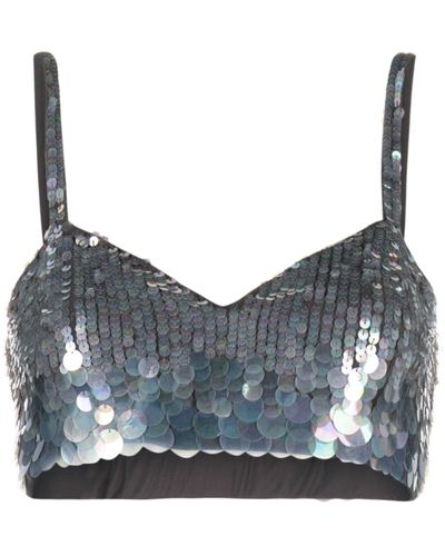 P.A.R.O.S.H. Top corto con lentejuelas - Gris