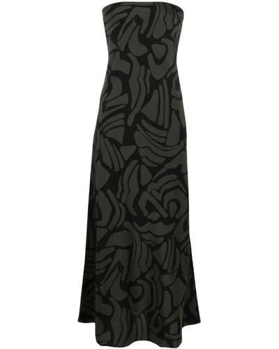Matteau Black Abstract-pattern Silk Dress