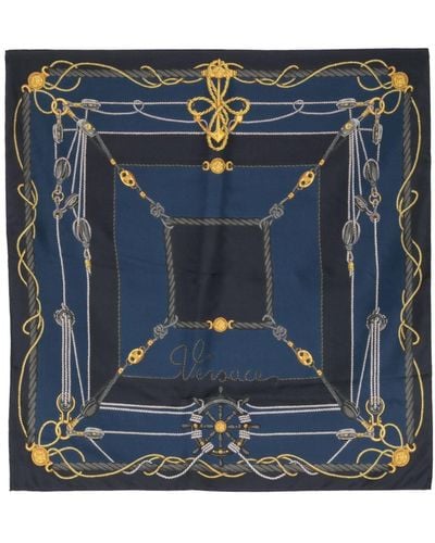 Versace Nautical Silk Scarf - Blue