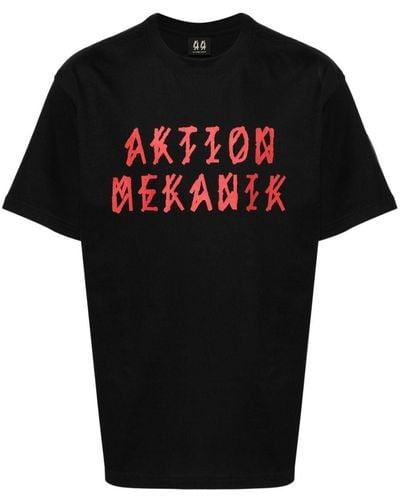 44 Label Group Katoenen T-shirt Met Logoprint - Zwart
