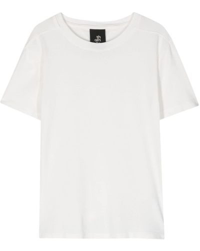 Thom Krom T-Shirt mit Feinstrick-Einsätzen - Weiß