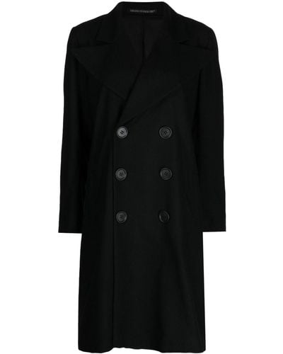 Yohji Yamamoto Manteau en laine à boutonnière croisée - Noir