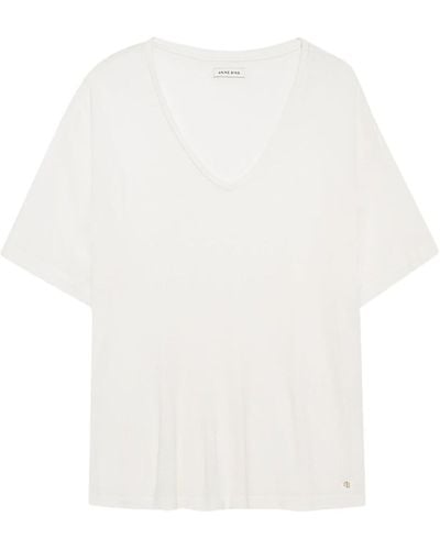 Anine Bing T-shirt con scollo a V - Bianco