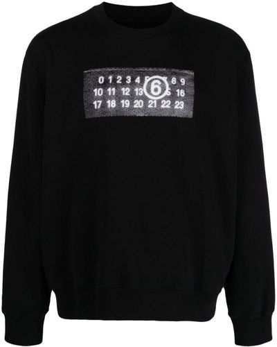 MM6 by Maison Martin Margiela Sweatshirt With Numeric Logo Print - Black
