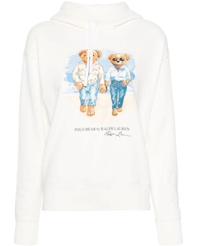 Polo Ralph Lauren Ralph & Ricky Bear Fleece-Kapuzenpullover - Weiß