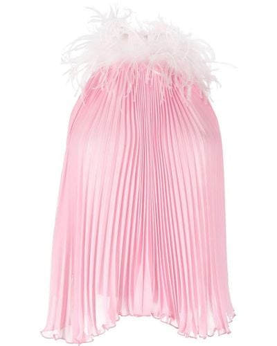 Styland Feather-collar Sleeveless Blouse - Pink