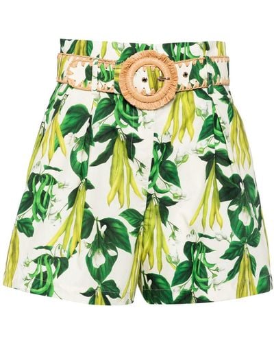 Cara Cara Palmer sweet pea-print cotton shorts - Verde