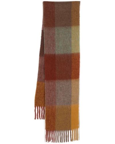 Woolrich Check-pattern Fringe-detailing Scarf - Brown