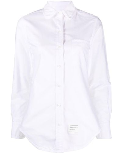 Thom Browne Long-sleeved Cotton Shirt - White