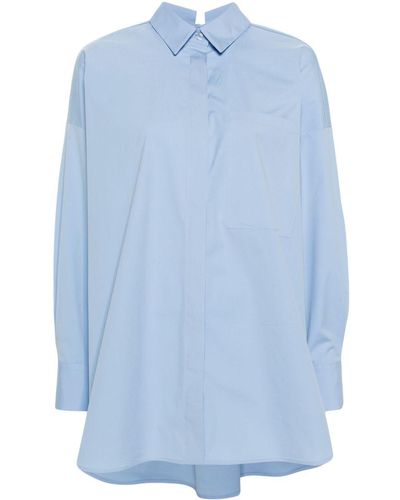 Semicouture Lara Drop-shoulder Cotton Shirt - Blue