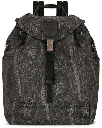 Etro Backpack With Paisley Motifs - Black