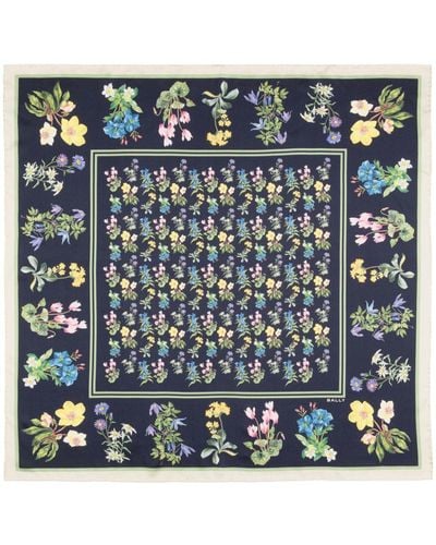 Bally Floral-print silk scarf - Blau