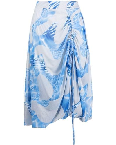 Perks And Mini Lily Pads Ruched Midi Skirt - Blue