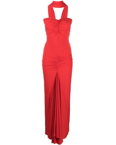 Solace London Maisie Ruched Maxi Dress - Red