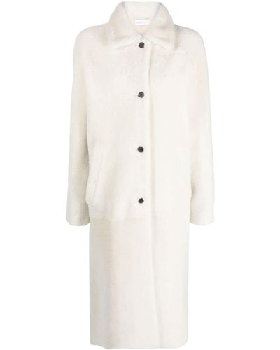Inès & Maréchal Shearling Single-breasted Coat - White