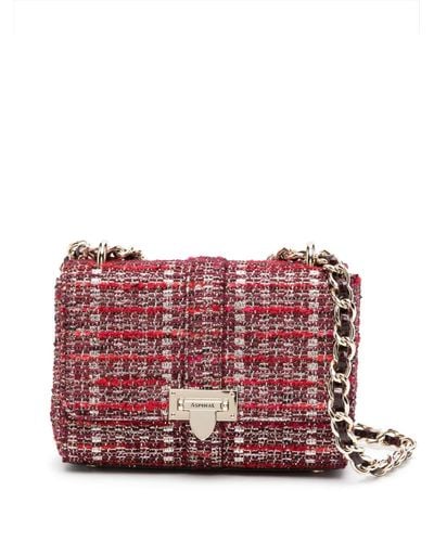 Aspinal of London Lottie Tweed-Schultertasche - Rot