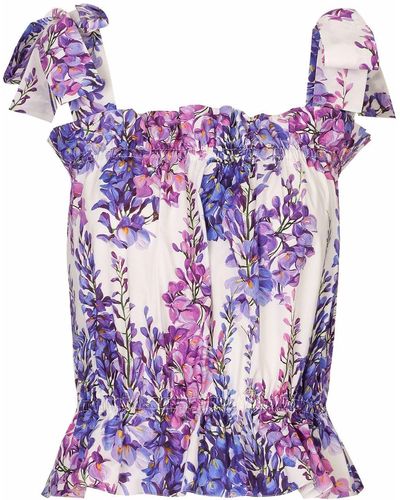 Dolce & Gabbana Top mit Blumen-Print - Lila