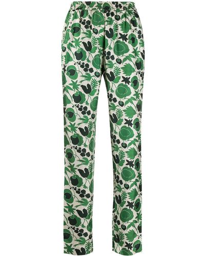 La DoubleJ Wildbird Print Pajama Pants - Green